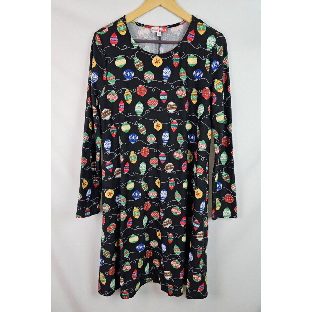 Merry Wear Women's Ugly Christmas Dress Size Medium Black Long Sleeve Dress
